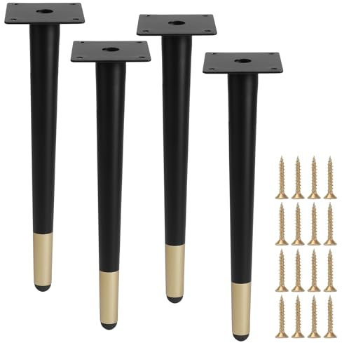 Minnhua 4PCS 12 Metal Oblique Furniture Legs Black Gold Table Legs Non-Slip Silent Furniture Feet Furniture Replacement Support Feet for Cabinets Chairs Shelves Sofas Table Cupboard Couch Bed DIY