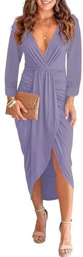 Vestido de Fiesta de Boda para Mujer, Escote en V, Vestido Largo, corsé, Falda Ajustada a la Cadera, Fucsia, M