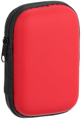 sourcing map Earbuds Cases, Wired Earphone Case Holder, EVA Ear Buds Case Zipper Organizer Small with Mesh Pocket for USB Cable, Earphones, Red