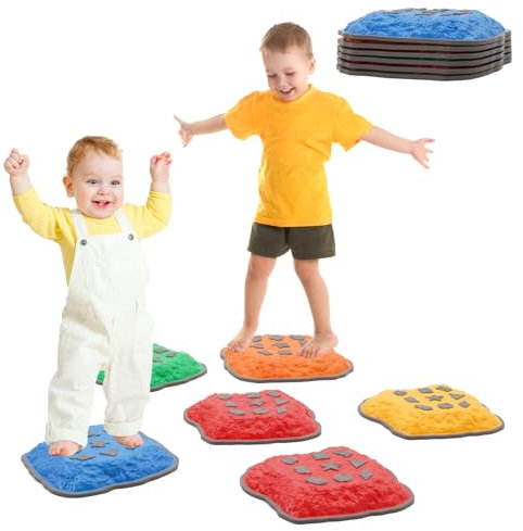 Balance Stepping Stones Kids Sensory with Blocks,Non Slip Balance Stones Toddler,Kid Obstacle Course,Stacking Indoor Play Balance Toys,Outdoor Activity Equipment,Special Needs Developmental Girls Boys