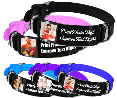 Braccialetto personalizzato con foto per uomini e donne con incisione personalizzata nome testo foto braccialetto in silicone ID braccialetti commemorativi regalo per lui compleanno anniversario padre