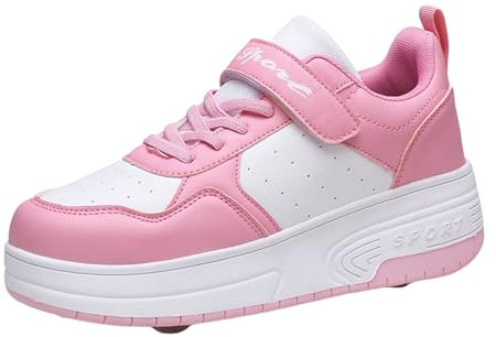 Sportschuhe Kinder Mesh Atmungsaktiv Hallenschuhe Schuhe mit Rollen rutschfest Luftpolster Turnschuhe Slip On Laufschuhe Basketballschuhe Walkingschuhe Outdoor Fitness Sneaker