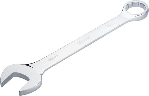 Vigor Chiave combinata V7740-50, SW 50 mm, versione lunga, sfalsamento di 15 gradi, profilo esagonale esterno e doppio esagono, cromato e lucidato'.