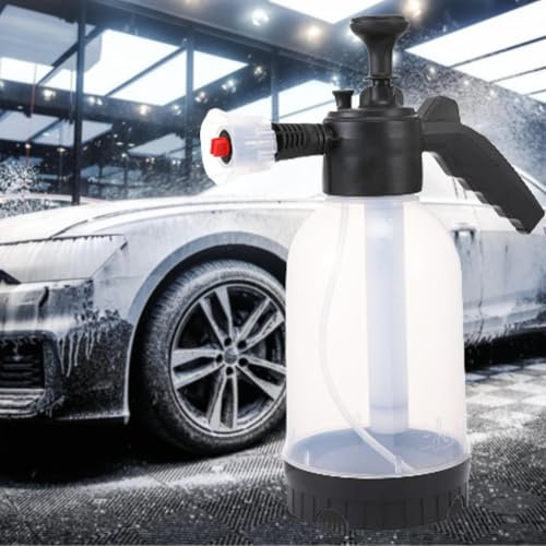 Snow Foam Pump Up Sprayer 2L - Heavy Duty Hand Pressure Snow Cannon Gun with 2 Nozzles, Pump Action Foam Blaster Bottle for Car Wash & Valeting