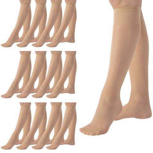 PIKY Pack 12 Pares de Mini Medias transparentes 15 DEN, Medias Cortas, Calcetines hasta la Rodilla de Mujer, Made in Italy (FR/ES, Letras, Talla única, Regular, Regular, 12 Pares Natural)