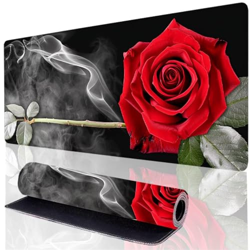Grey Mouse Pad XXL 600x300x3mm, Rose Mouse Mat Gaming, Large Desk Pad with Waterproof Anti-Slip Rubber Base, Stitched Edges Keyboard Mat for PC Office desk Accessories, Laptop, Gifts for Men VY-D