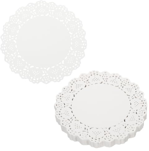 QUARKZMAN 150Stk. Tortenspitzen 14cm Rund Dekoratives Einweg-Tischset Weiß | Tortendeckchen aus Spitzenpapier für Kuchen Desserts Lebensmitteldekoration Hochzeit Geburtstag