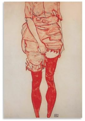 Egon Schiele Poster Stehende Frau in Rot (3), Wandkunst, Bild, Gemälde, Leinwanddruck, Kunstwerke, Schlafzimmer, Wohndekoration, 20 x 30 cm