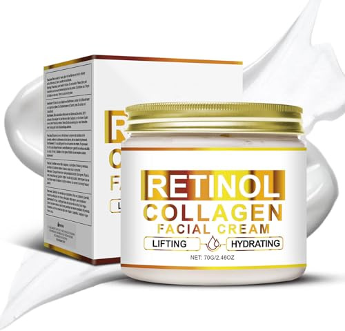 Crema viso al collagene al retinolo, crema avanzata al collagene al retinolo per il viso con acido ialuronico, lifting e idratazione, riduce le linee sottili, rende la pelle piena di vitalità 70 g