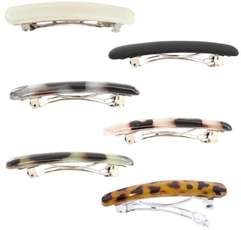 ZORVYN 6 Stück Französische Haarspangen Automatischer Volumenclip French Barrette Clip für Mädchen und Frauen (7.5cm/3) (Bunte, Sechs Farben)