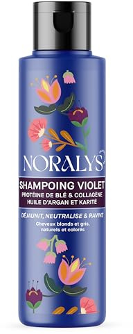 Noralys Shampoing Violet Déjaunisseur, Protéine de Blé et Collagène, Huile d'Argan et Karité, pour Cheveux Blonds, Méchés, Gris ou Blancs