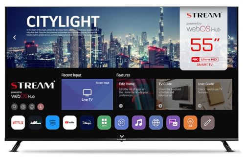 Stream System - WebOS TV Smart 55 7.4, UHD 4K, LG Magic Remote Control, HDR10, Frameless (Sin Marco), Control por Voz Compatible con (LG Thinq AI + Alexa) Modo Hotel Incluido - Modelo WSTRU5524TEX