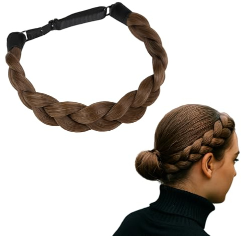 ALLY-MAGIC Haarteil,Geflochtenes Haarband,Haarband Geflochten 2 Stränge Kunsthaar,Haarreif Dirndl, Oktoberfest Haarschmuck für frauen-mädchen-schönheits-zusatz (Tiefbraun) E23-ZSBZJFD
