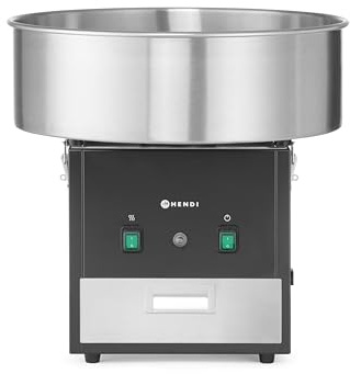 HENDI Machine à barbe à papa électrique professionnelle, 220–240V, 50Hz, 1130W, 520x520x(H)503mm, acier inoxydable, noire