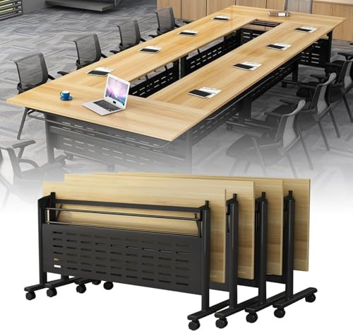 Mobilt hopfällbart konferensbordsset, 6 st flip-topp mötesbord med tysta hjul för kontor och klassrum, 140 cm – moderna bankett- och träningsbord för evenemang