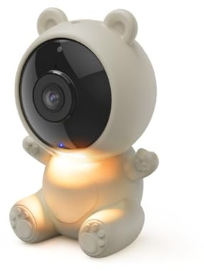 Hama | Cámara de vigilancia Inteligente para bebés con WiFi. (Vigilabebés con App y visión Nocturna, Monitor de bebé con Audio bidireccional y Sensor de Movimiento, Luz Nocturna integrada) Blanco.