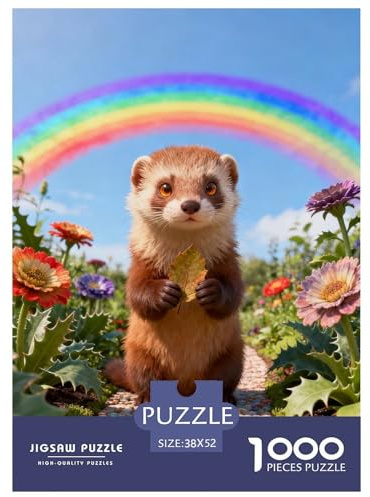 Puzzle Furet 1000 Pièces pour Adultes Et Enfants, Défiant Et Stimulant, Casse-tête Buisson de Fleurs Arc-en-Ciel, Home Decor, Cadeau Adulte 52x38cm/1000pcs