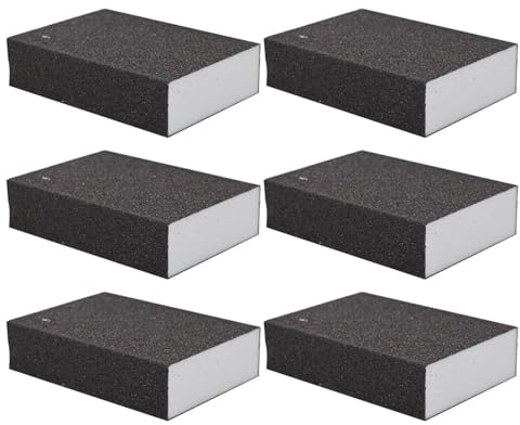 Tidevib Lot de 6 blocs d'éponge de ponçage, grain 120/150/180/240/400/600/1000, lavables et réutilisables pour bois, métal, plastique et cloison sèche