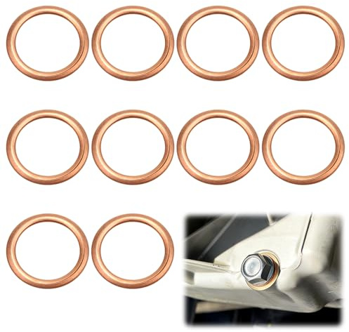 10 Pcs Arandela de Cobre 16 x 22 x 2mm, Arandelas de Tapón de Sumidero pour Citroën Renault Peugeot MINI Dacia, M16 Rondelles Plana Métrica Accesorios de Tornillos Perno Tapones de Cárter