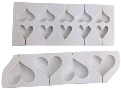 TOYANDONA Stampo per Caramelle Fai da Te in Silicone a Forma di Cuore, Set 2 Pezzi Grandi e Piccoli Stampi per Lecca-lecca, Flessibile e Riutilizzabile, Adatto per Cucina e Preparazioni