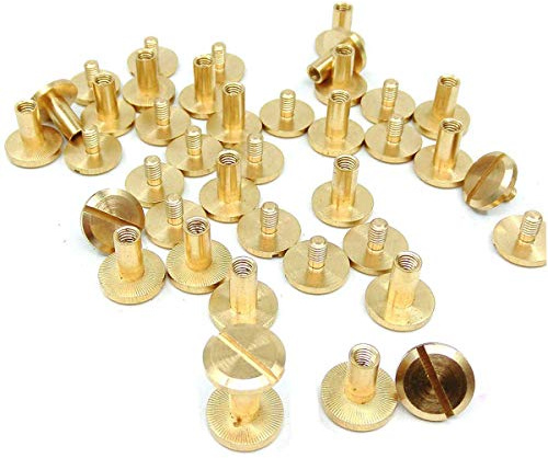 DANCEPANDAS Chicago Schrauben Buchschrauben Gürtel Schrauben Gürtelschrauben Vermessingt Buchschrauben Set,20 Paar (4X6mm)