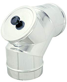 Curva gomito acciaio inox AISI 304 5/10 canna fumaria 90° con ispezione (200mm)