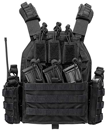 Taktische Paintball-Schutzweste, Militär Jagd Luftgewehr MOLLE Jagd Weste Geeignet Für CS Feld Strike Training Camping Wandern Kriegsspiel Taille Verstellbar Nylon SWAT Weste,Schwarz