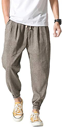 VANVENE Pantalones de yoga para hombre, ligeros, sueltos, para playa, yoga, pantalones de pierna ancha, gris, 3XL