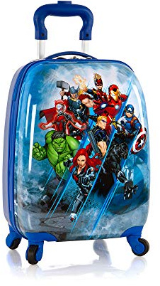 Marvel Avengers 18 Inch Kids Hard Shell Spinner Suitcase, Lightweight ABS Carry On Travel Trolley with 360 Degree Wheels and Telescopic Handle for Boys