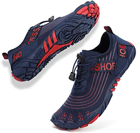 Topwolve Chaussures Aquatique Homme Femme Barefoot Chaussures de Trail Running Léger Séchage Rapide Chaussures de Plongée Surf Natation pour Piscine et Plage Bain,Bleu Foncé,40 EU