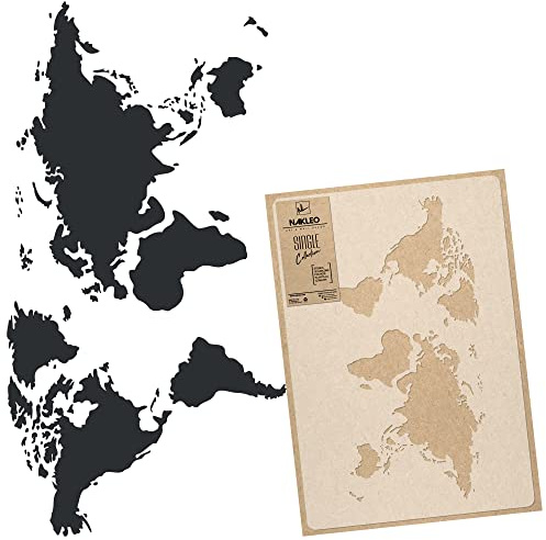NAKLEO Pochoir pour Peinture Murale Grand Format 30x59cm, Modèle en Plastique et Réutilisable, Monde Carte Globe Continents, DIY Bricolage Artisanat Décoration a Peindre, Bois Tissu Mueble