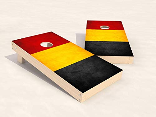 Wicked Wood Games Cornhole Set | Belgische Flagge | 90 x 60 cm | inkl. 2 Bretter + 2 x 4 Belgien & Schwarze Taschen |