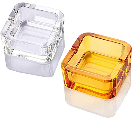 Lxuwbd Cenicero, cenicero de cristal (amarillo y blanco, pequeño)