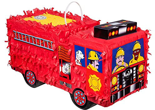 Boland Pinata 30966 - Auto dei vigili del fuoco, dimensioni 43 x 24 x 18 cm, camion antincendio, compleanno, decorazione, gioco per feste, regalo