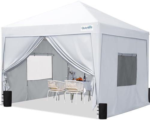 Quictent Faltpavillon 3x3m wasserdicht | Pop-Up Pavillon, Gartenpavillon, stabil, winterfest, mit Seitenwänden, UV-Schutz 50+, Tragetasche inkl, Stahlrahmen