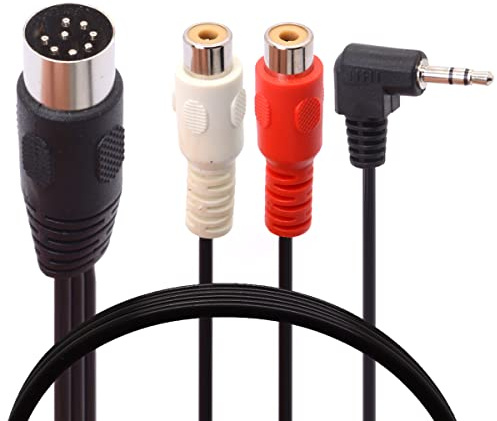 PIIHUSW Din 8 Pin to RCA and 3.5mm Audio Cable, 8 Pin DIN Male Plug to 3.5mm + 2RCA Male TRS Stereo AUX Adapter Cable for Receiver CD Player Subwoofer 1.8 Meter / 6 FT (RCA Female)