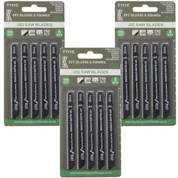 15 x Key Blades T111C Jigsaw Blades Compatible with Bosch, Dewalt, Makita, Milwaukee and many more- 1133