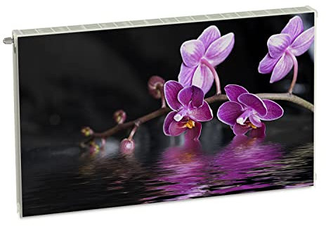 Magnet Heizkörperverkleidung Heizkörperabdeckung Rosa Blumen Orchidee 100x60 cm Heizung Abdeckung Verkleidung Magnetische Abdeckmatte Kühlschrank aus Einem Flexiblen Magneten Digitaler Aufdruck