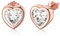 S925 Sterling Silver Heart Stud Earrings for Women with Gift Box White Gold Plated