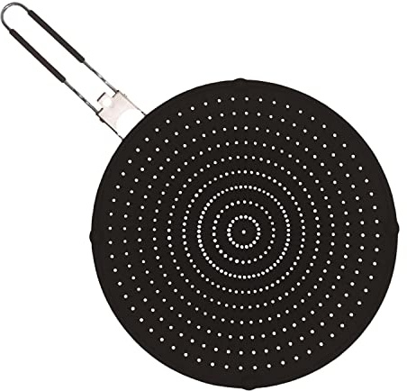 Paraspruzzi in Silicone, Paraspruzzi in Acciaio Inox con Maniglia da Cucina Pieghevole Multiuso, Applicabile Alla Maggior parte Delle Pentole, 31,8 cm
