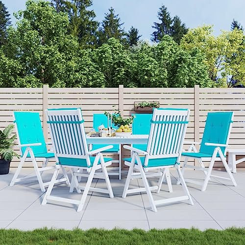 ZEYUAN Hochlehner-Auflagen 6 STK. Türkis Stoff, Sitzauflagen Gartenmöbel, Auflagen Für Gartenmöbel, Gartenstuhlauflagen Hochlehner, Polsterauflagen Für Gartenmöbel