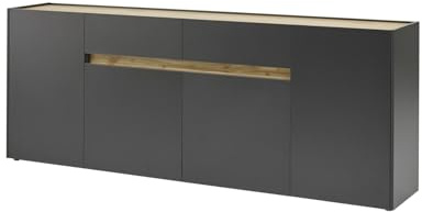Furn.Design Sideboard Kommode in Eiche Wotan Holz und grau matt modern Wohnzimmer Esszimmer Schrank viel Stauraum 220 x 87cm Center (Kommode)