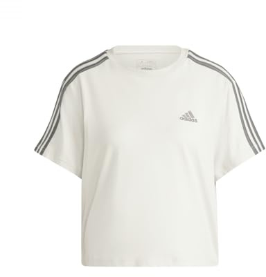 adidas Damen Essentials 3-Stripes Single Jersey Crop Top, Alumina, XS