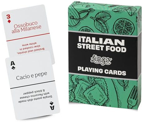 Lingo Italian Street Food Playing Cards | Italian Street Food Recipes & Tips Travel Flashcard Deck