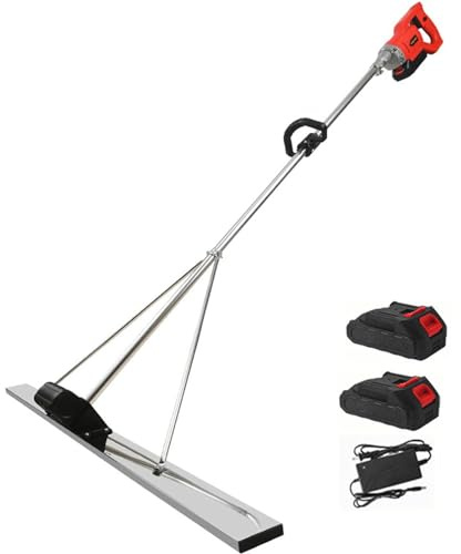 1.5m Electric Concrete Leveller, Concrete Screed Vibrator Kit, 6000ma Battery Powered Concrete Vibrator - Concrete Surface Screed Finishing Tool,2M-2Xbattery