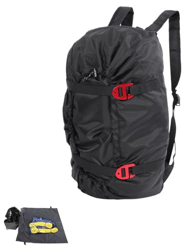 BOROCO Borsa per Corda da Arrampicata,Zaino da Trekking per Arrampicata su Roccia in Tessuto Oxford 210D,Borsa per Escursionismo con Tracolla Pieghevole Impermeabile per Camping (Nero)