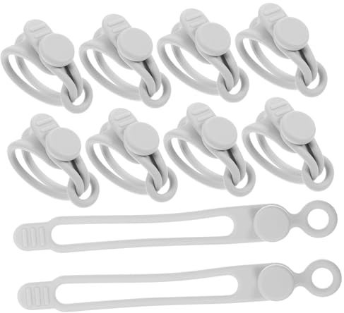 Homoyoyo 10 Bridas de Silicona Reutilizables para Cables, Correa de Gestión Resistente y Multifuncional, Adecuado para Oficina y Hogar en Color Gris