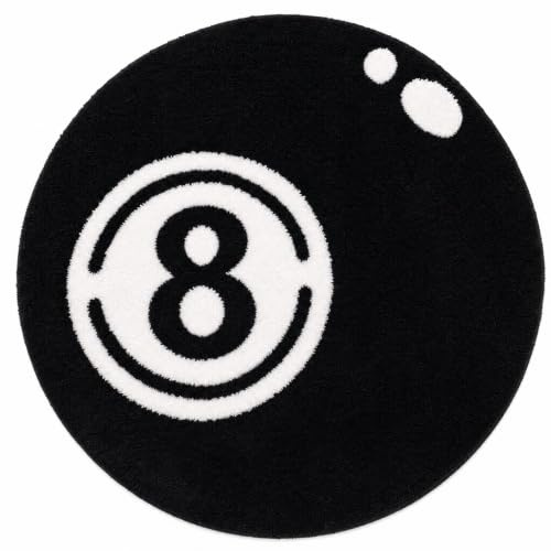 8 Ball Billard Teppich，Anti-Rutsch Tufting Teppich, Rund Kinder Schlafzimmer Schwarz Rug,Einfach zu säubern Badematte, Teppich kinderzimmer Gegend Dekoratio(60 * 60CM) | Für Wohnzimmer, Schlafzimmer, Flur, Badezimmer,Kinderzimmer, 8 Ball Kreis Design, waschbar,weich,pflegeleicht,60x60CM