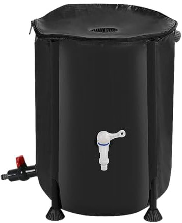 200L Recuperateur D Eau De Pluie, Collecteurs d'eau Pluie, PVC Extérieur Jardin Pliable Réservoir Seau Plui Baril avec Robinet Grande Capacité pour Récupérer Eau Arroser Nettoyer Jardin Voitures