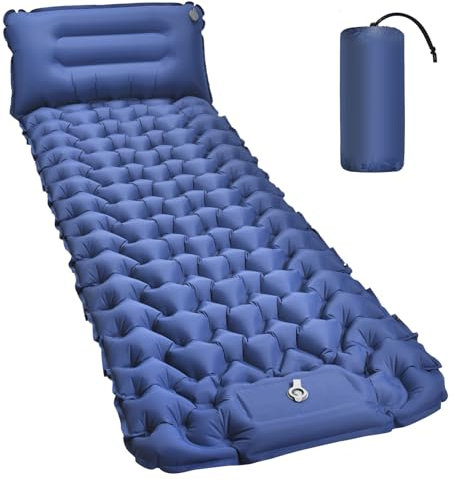 Amtake Isomatte, 10CM Hoch Luftmatratze Camping Kleines Packmaß, Aufblasbare Isomatte Ultraleicht mit Fußpumpe, Wasserdichtes Schlafmatte für Outdoor, Wandern, Strand